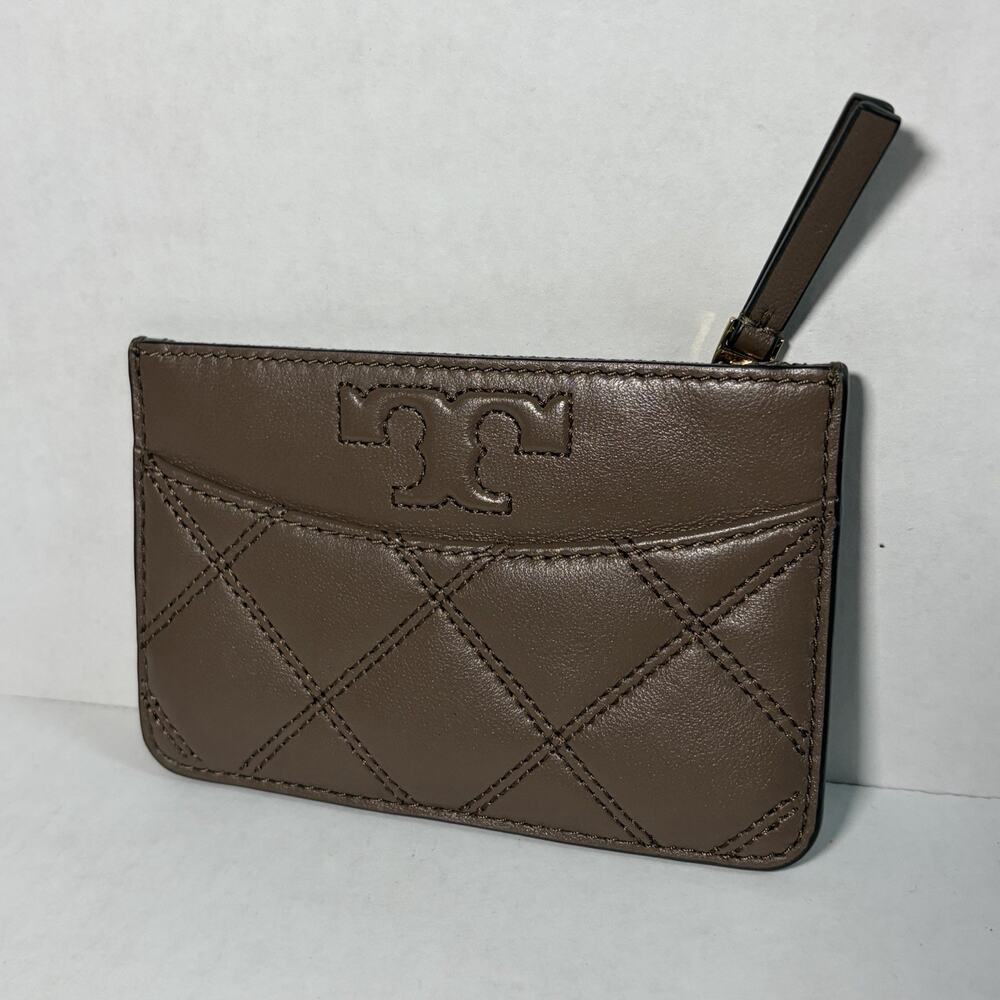 Tory Burch Savannah Foldable Card Case in Brown Zipper
